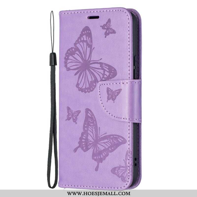 Folio-hoesje voor Samsung Galaxy S22 Plus 5G Vlinders Tijdens De Vlucht Met Lanyard