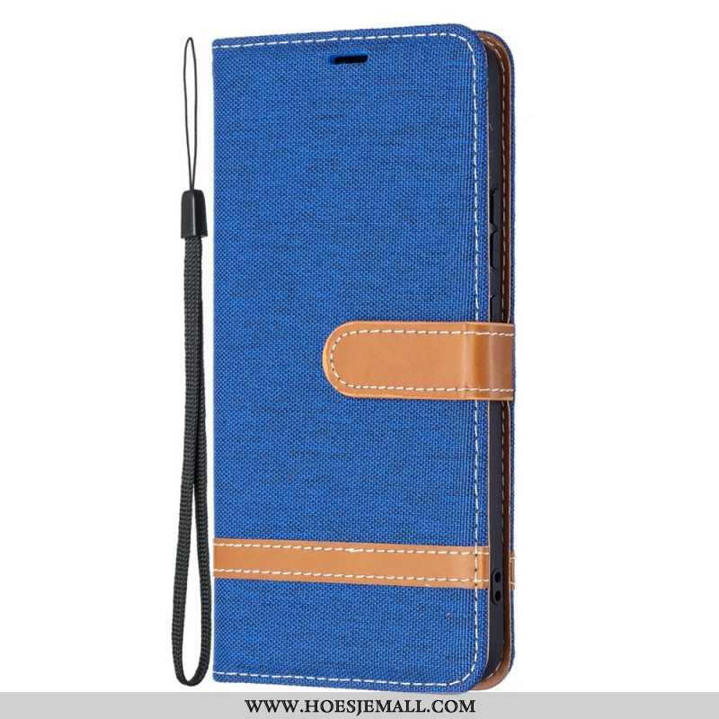 Folio-hoesje voor Samsung Galaxy S22 Plus 5G Met Ketting Band Van Stof En Leereffect