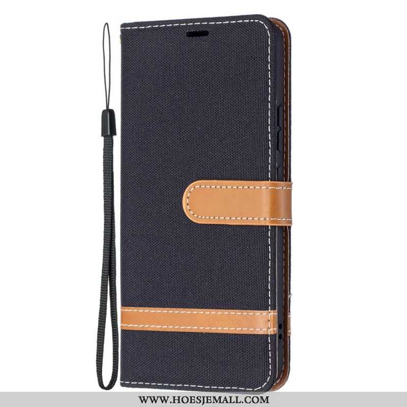 Folio-hoesje voor Samsung Galaxy S22 Plus 5G Met Ketting Band Van Stof En Leereffect