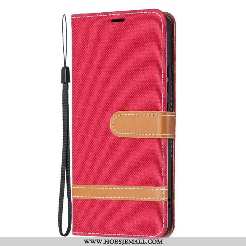 Folio-hoesje voor Samsung Galaxy S22 Plus 5G Met Ketting Band Van Stof En Leereffect