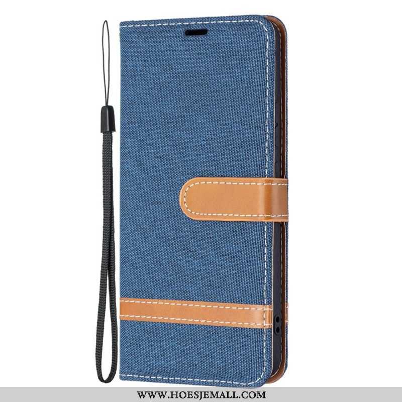 Folio-hoesje voor Samsung Galaxy S22 Plus 5G Met Ketting Band Van Stof En Leereffect