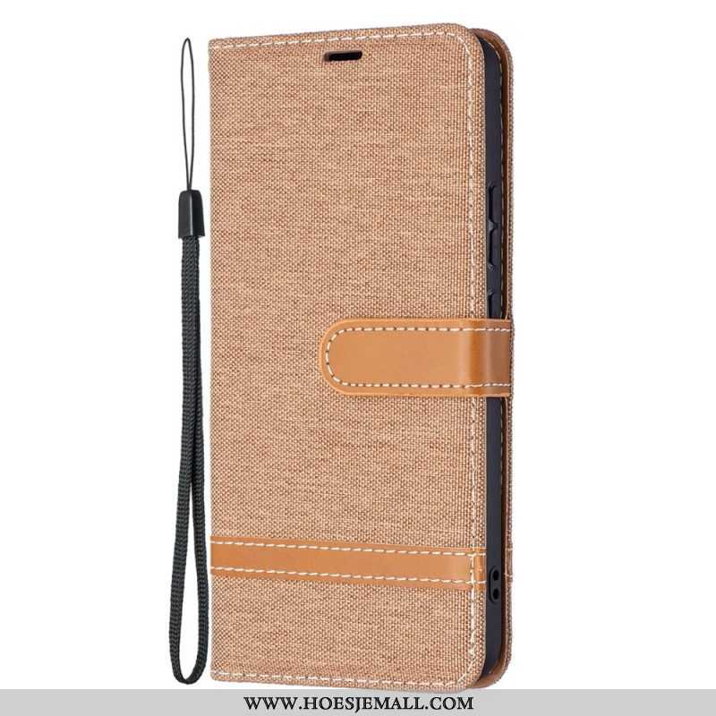 Folio-hoesje voor Samsung Galaxy S22 Plus 5G Met Ketting Band Van Stof En Leereffect