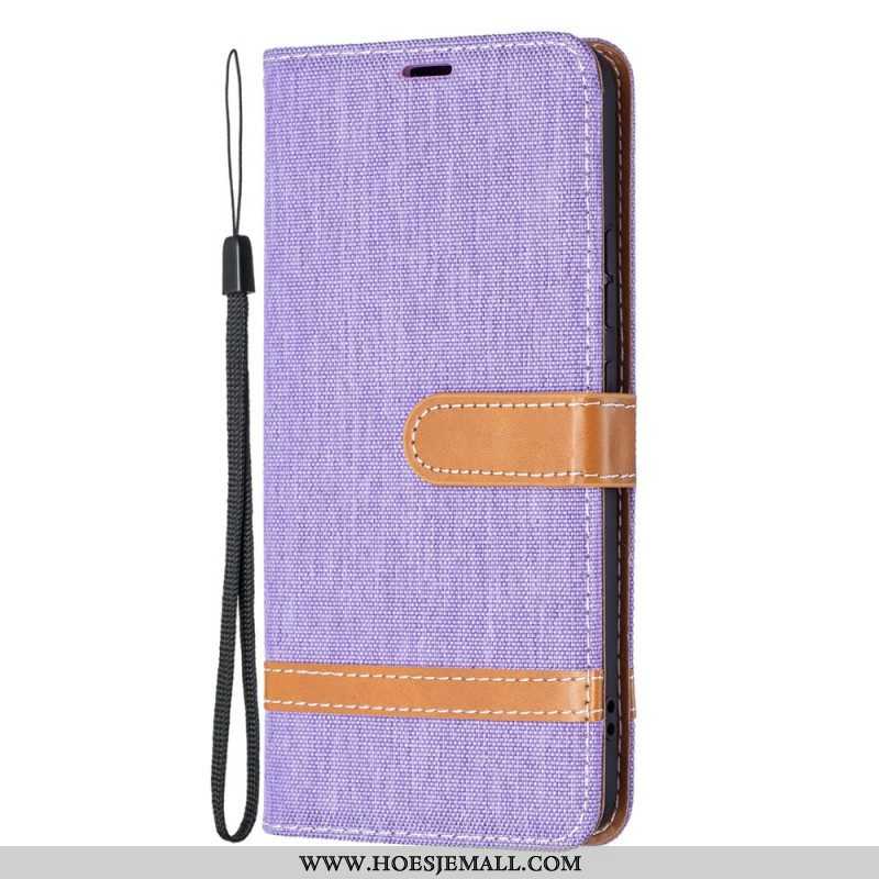 Folio-hoesje voor Samsung Galaxy S22 Plus 5G Met Ketting Band Van Stof En Leereffect