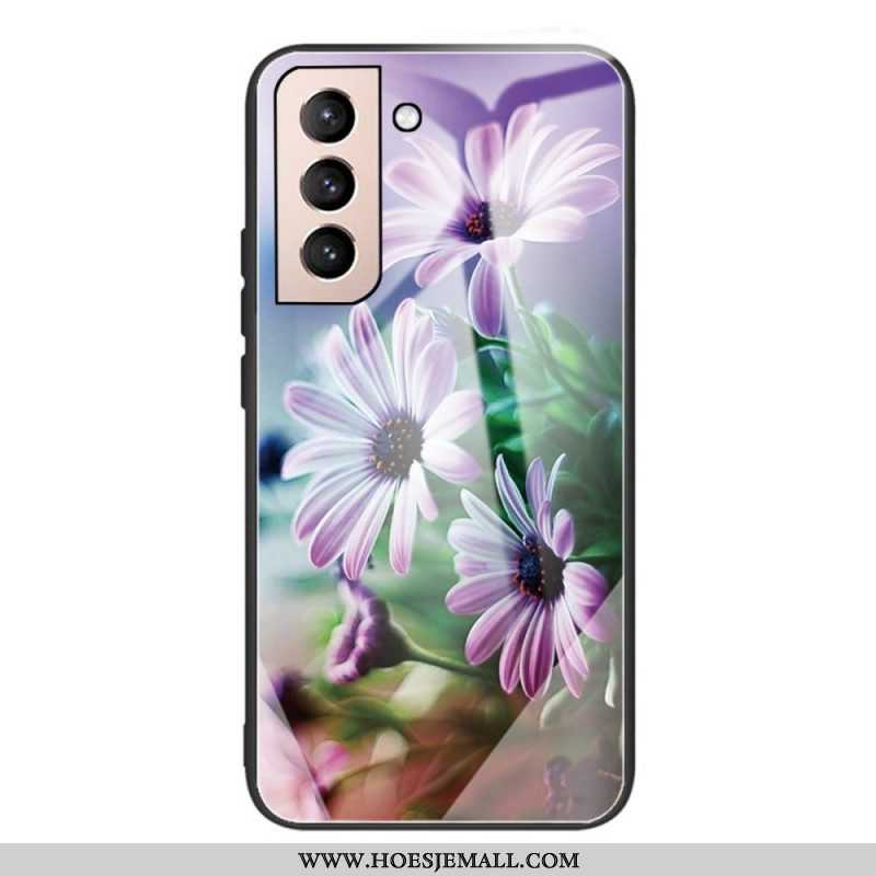 Telefoonhoesje voor Samsung Galaxy S22 Plus 5G Gehard Glas Realistische Bloemen