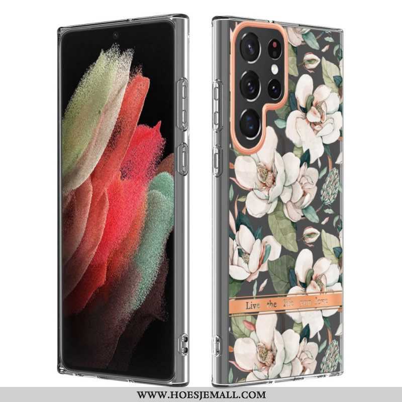 Hoesje voor Samsung Galaxy S22 Ultra 5G Bloemen Leven Het Leven Waar Je Van Houdt