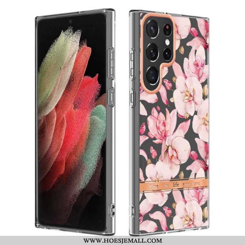 Hoesje voor Samsung Galaxy S22 Ultra 5G Bloemen Leven Het Leven Waar Je Van Houdt