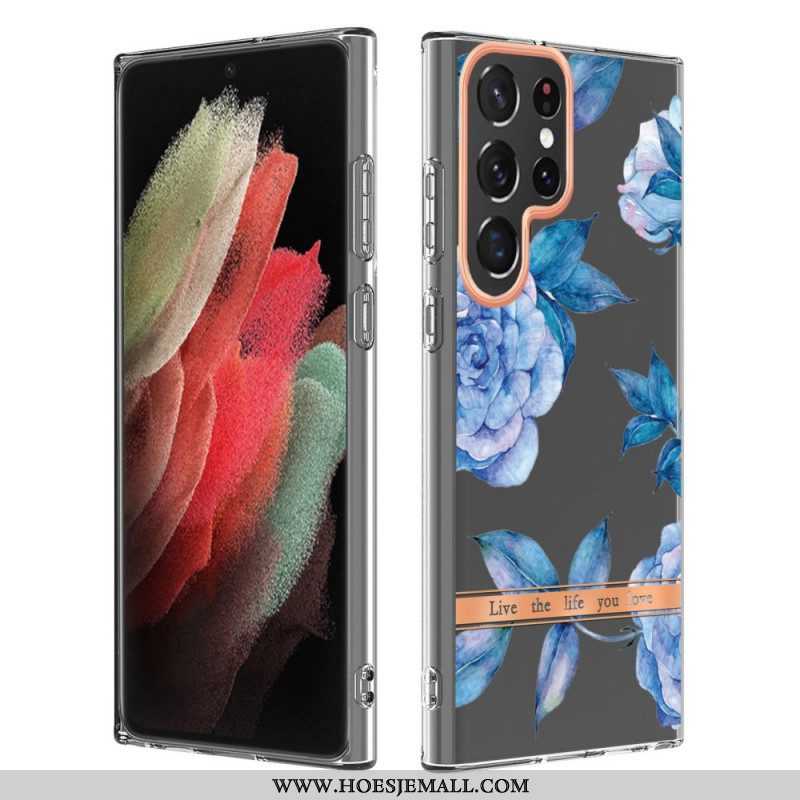 Hoesje voor Samsung Galaxy S22 Ultra 5G Bloemen Leven Het Leven Waar Je Van Houdt