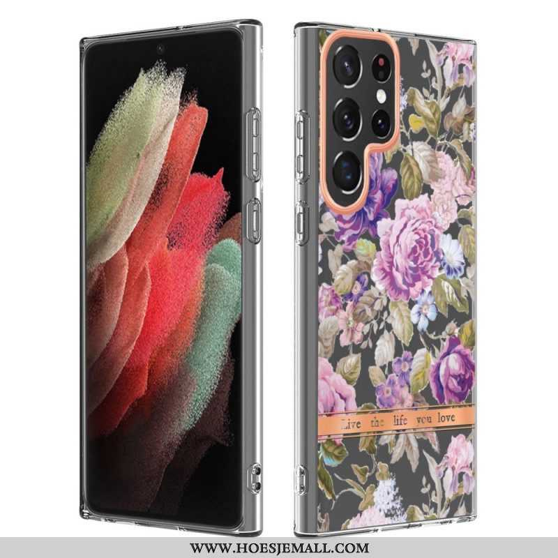 Hoesje voor Samsung Galaxy S22 Ultra 5G Bloemen Leven Het Leven Waar Je Van Houdt