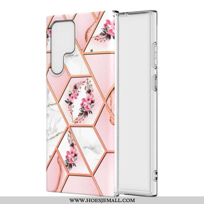 Hoesje voor Samsung Galaxy S22 Ultra 5G Gemarmerde Bloemen