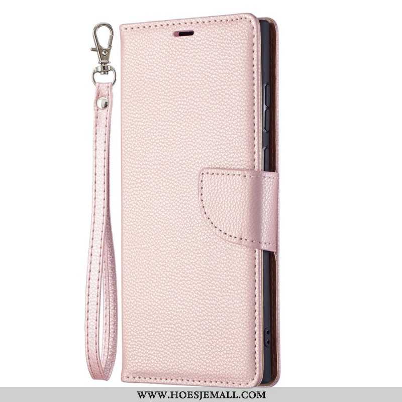 Leren Hoesje voor Samsung Galaxy S22 Ultra 5G Folio-hoesje Lychee Rabat Schuin