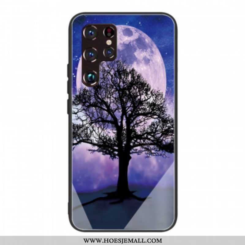 Hoesje voor Samsung Galaxy S22 Ultra 5G Wereldboom Gehard Glas