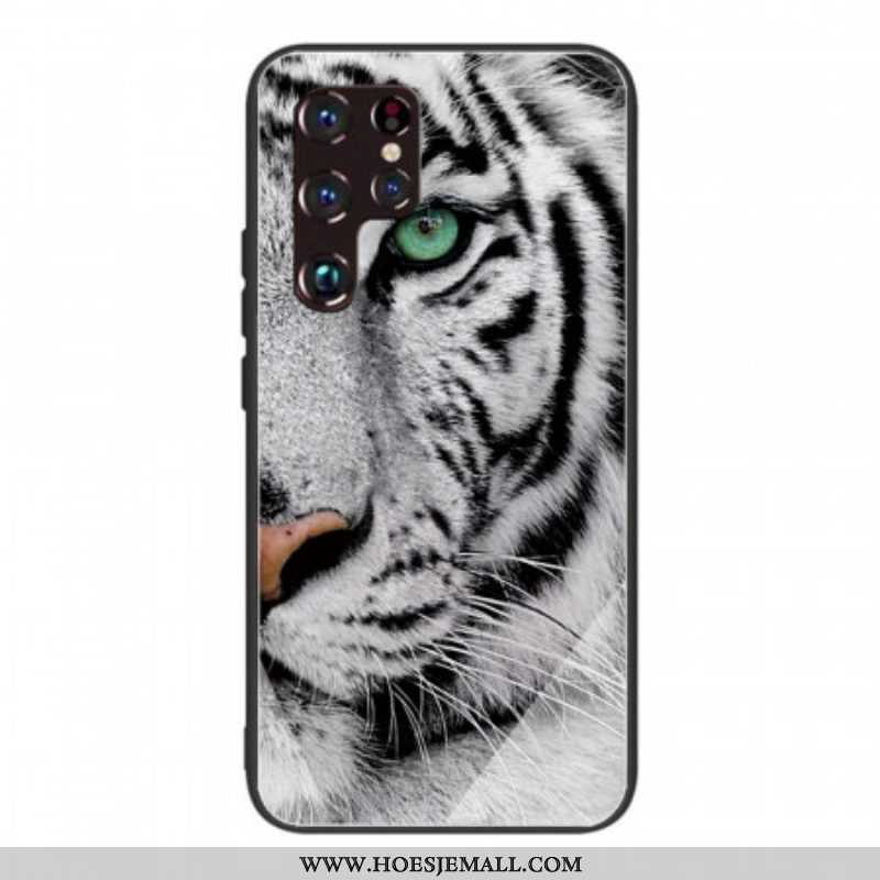 Hoesje voor Samsung Galaxy S22 Ultra 5G Tijger Gehard Glas