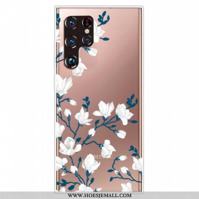 Hoesje voor Samsung Galaxy S22 Ultra 5G Naadloze Witte Bloemen