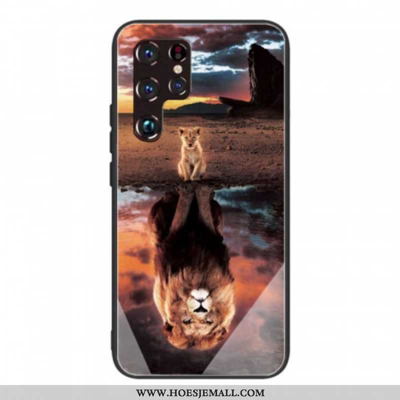 Hoesje voor Samsung Galaxy S22 Ultra 5G Lion Cub's Dream Gehard Glas