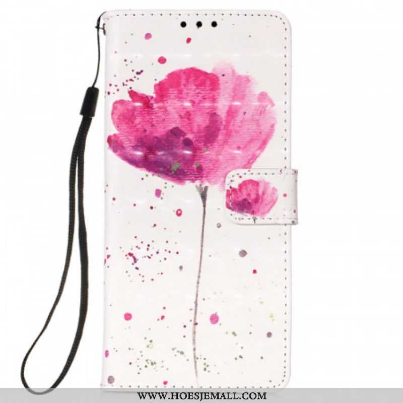 Telefoonhoesje Leren Hoesje voor Samsung Galaxy S22 Ultra 5G Aquarel Papaver