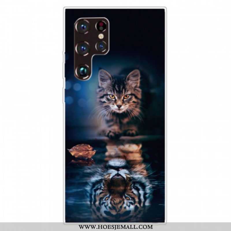 Telefoonhoesje voor Samsung Galaxy S22 Ultra 5G Reflectie Van De Kat