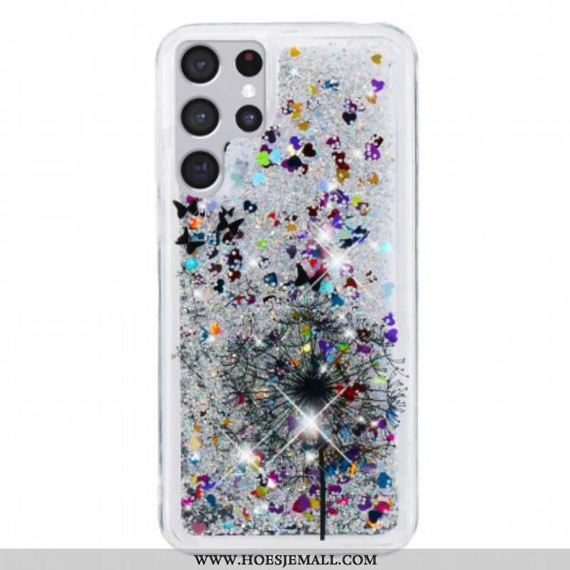 Hoesje voor Samsung Galaxy S22 Ultra 5G Glitter Paardebloemen