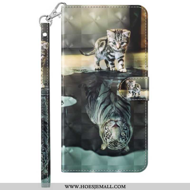 Folio-hoesje voor Samsung Galaxy S23 5G Met Ketting Strappy Kitten Droom