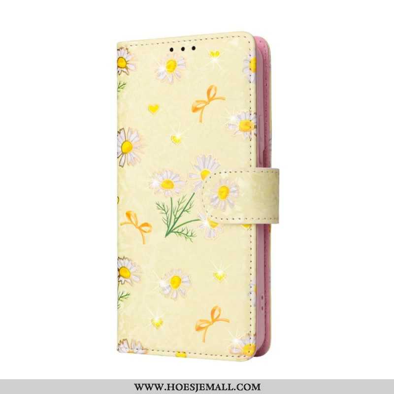 Leren Hoesje voor Samsung Galaxy S23 5G Rfid-bloemen Met Sleutelkoord