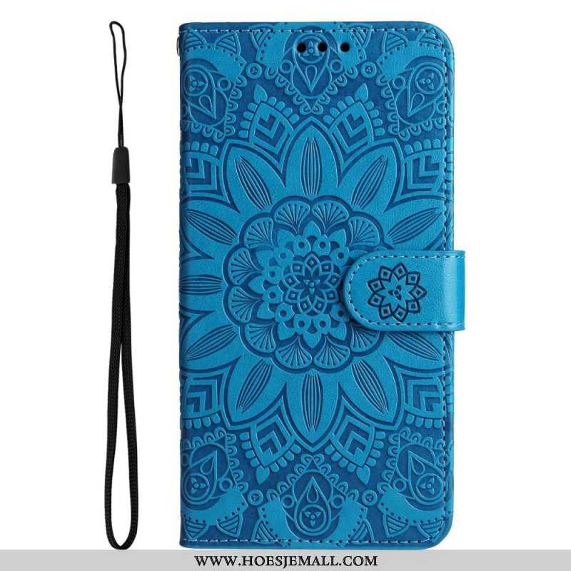 Leren Hoesje voor Samsung Galaxy S23 5G Mandala Zon Met Lanyard