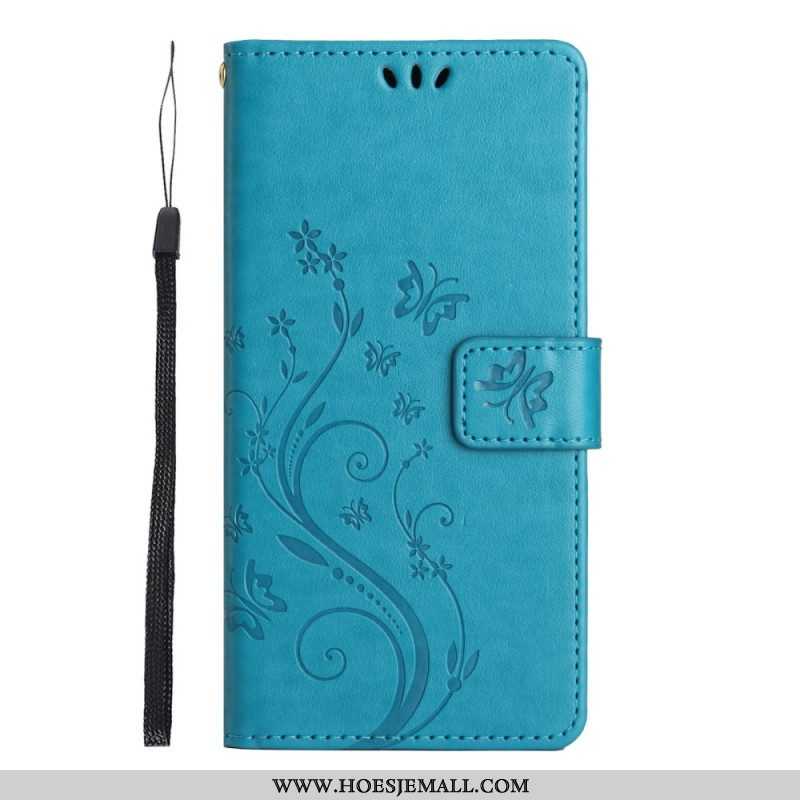 Folio-hoesje voor Samsung Galaxy S23 5G Met Ketting Strakke Bloemen