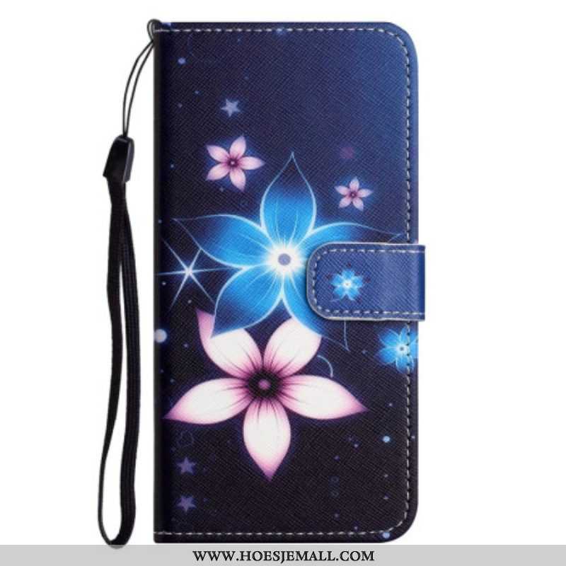 Flip Case voor Samsung Galaxy S23 5G Maan Bloemen