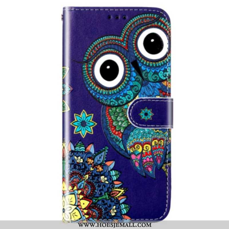 Leren Hoesje voor Samsung Galaxy S23 5G Met Ketting String Uil