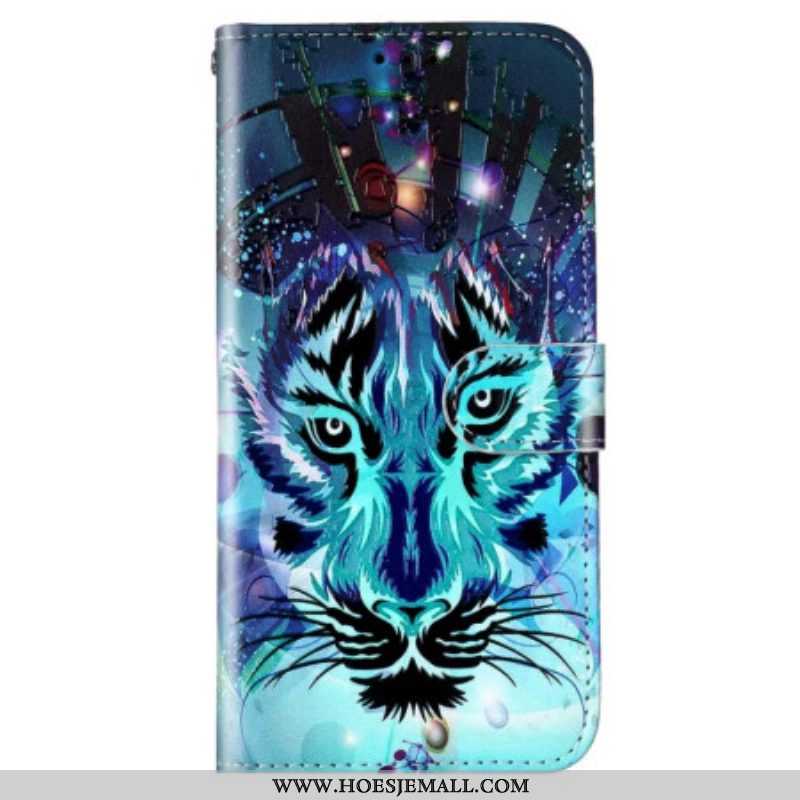 Folio-hoesje voor Samsung Galaxy S23 5G De Tijger Met Lanyard