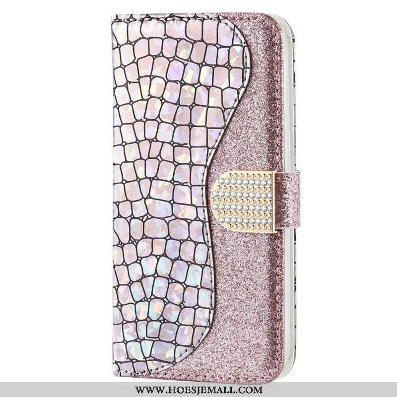 Folio-hoesje voor Samsung Galaxy S23 5G Krokodil Diamanten