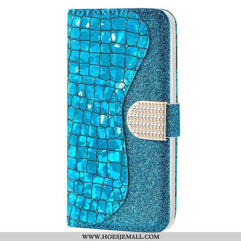 Folio-hoesje voor Samsung Galaxy S23 5G Krokodil Diamanten