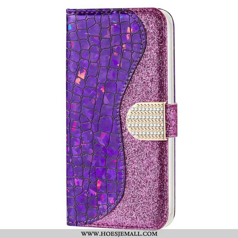 Folio-hoesje voor Samsung Galaxy S23 5G Krokodil Diamanten