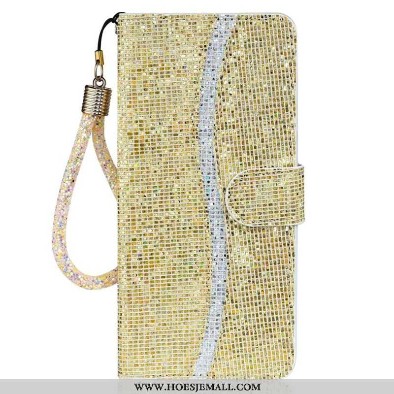 Folio-hoesje voor Samsung Galaxy S23 5G Met Ketting Pailletten Met Bandjes