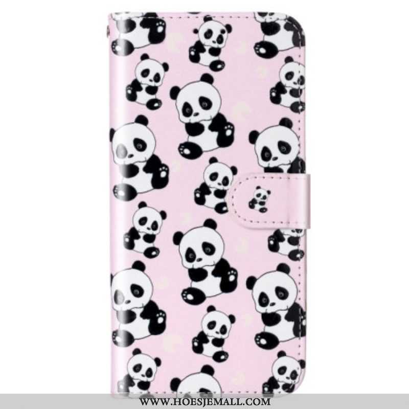 Folio-hoesje voor Samsung Galaxy S23 5G Met Ketting Panda's Met Bandjes