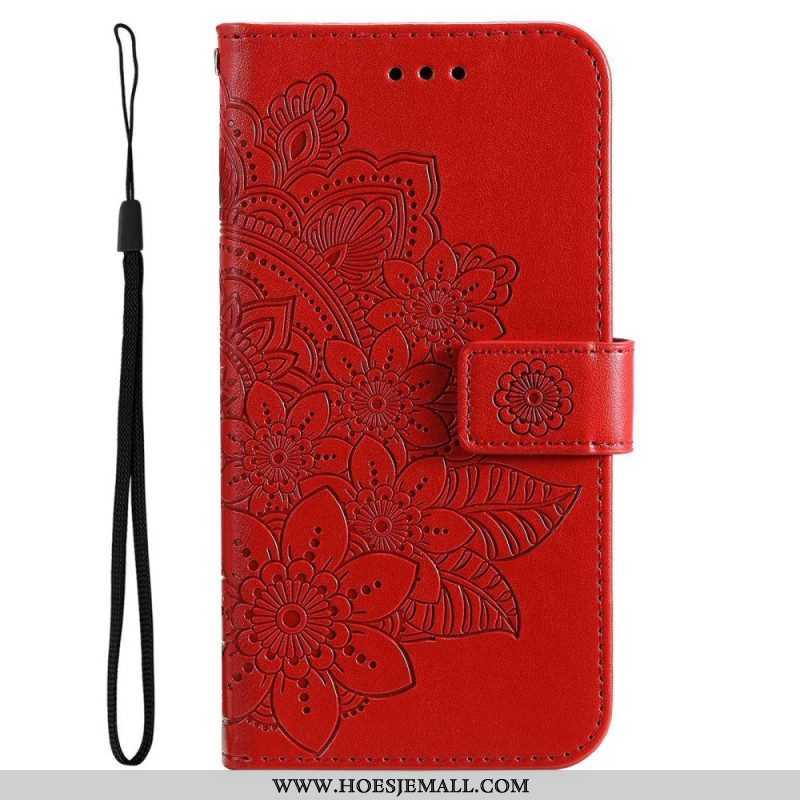 Leren Hoesje voor Samsung Galaxy S23 5G Met Ketting Strakke Mandala