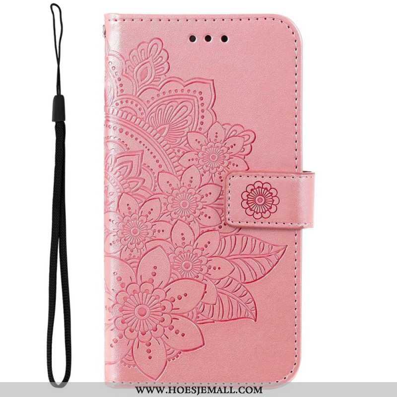 Leren Hoesje voor Samsung Galaxy S23 5G Met Ketting Strakke Mandala