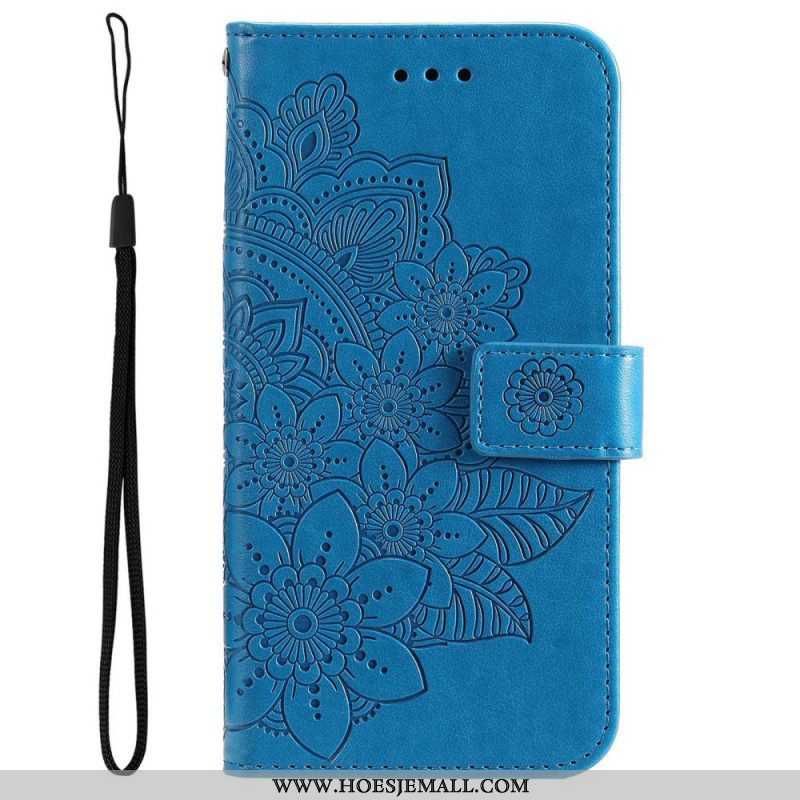 Leren Hoesje voor Samsung Galaxy S23 5G Met Ketting Strakke Mandala