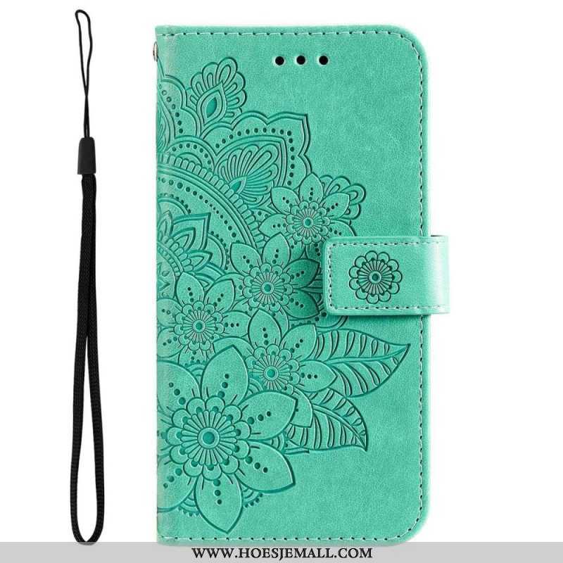 Leren Hoesje voor Samsung Galaxy S23 5G Met Ketting Strakke Mandala