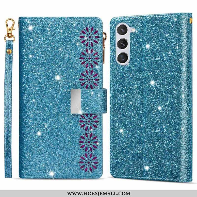 Flip Case voor Samsung Galaxy S23 5G Portemonnee Leren Portemonnee Met Pailletten