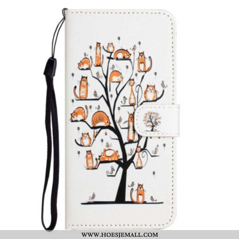 Folio-hoesje voor Samsung Galaxy S23 5G Met Ketting Katten In De String Tree