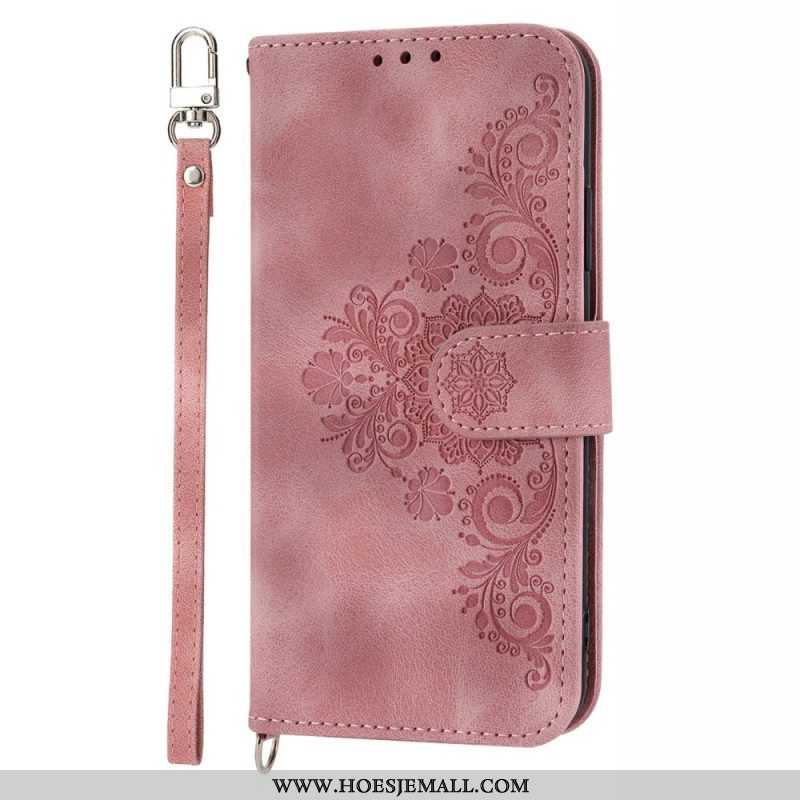 Flip Case voor Samsung Galaxy S23 5G Met Ketting Kanten Mandala Met Bandjes