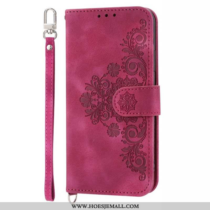 Flip Case voor Samsung Galaxy S23 5G Met Ketting Kanten Mandala Met Bandjes