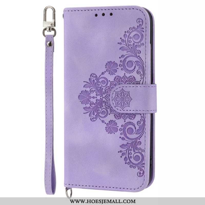 Flip Case voor Samsung Galaxy S23 5G Met Ketting Kanten Mandala Met Bandjes