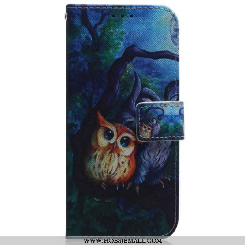 Folio-hoesje voor Samsung Galaxy S23 5G Uilen Schilderen