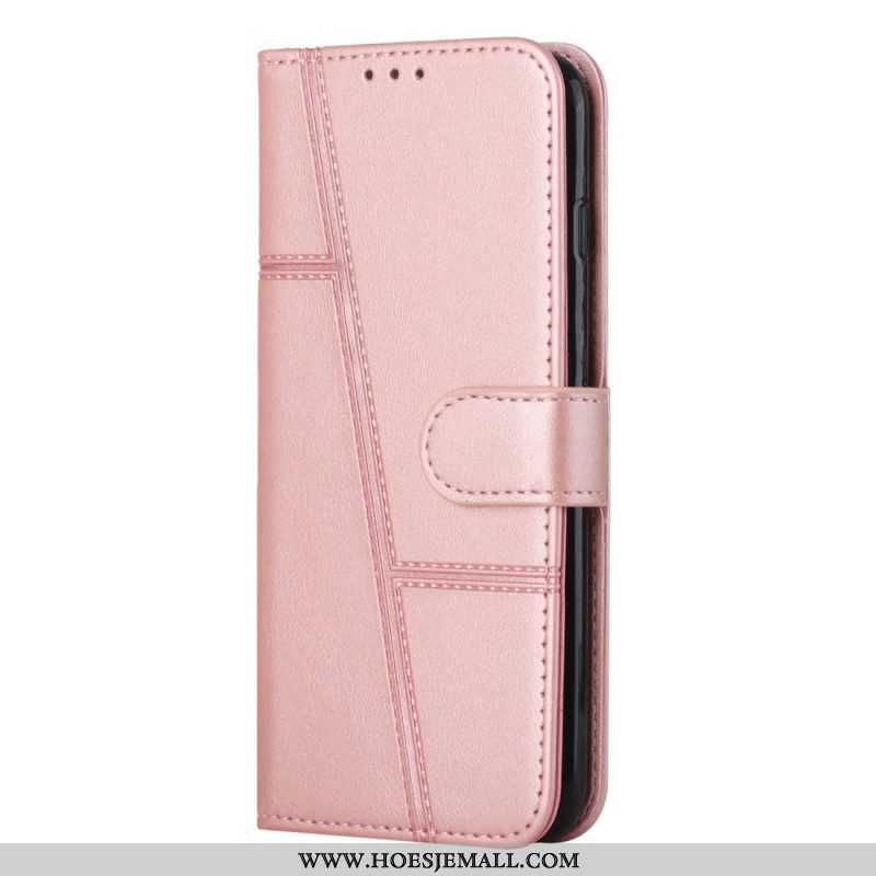 Folio-hoesje voor Samsung Galaxy S23 5G Met Ketting Strappy Geometrische Lederen Stijl