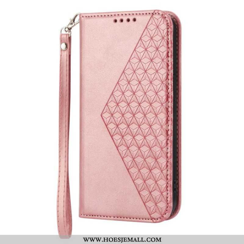 Bescherming Hoesje voor Samsung Galaxy S23 5G Met Ketting Folio-hoesje Strappy-patroon In 3d