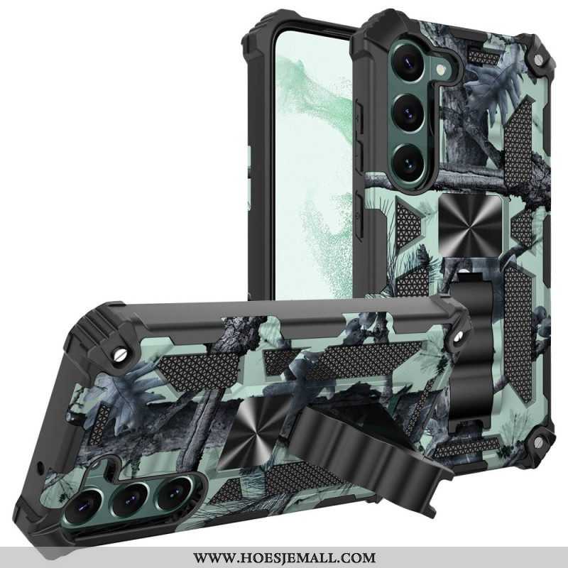 Hoesje voor Samsung Galaxy S23 5G Camouflage Verwijderbare Ondersteuning