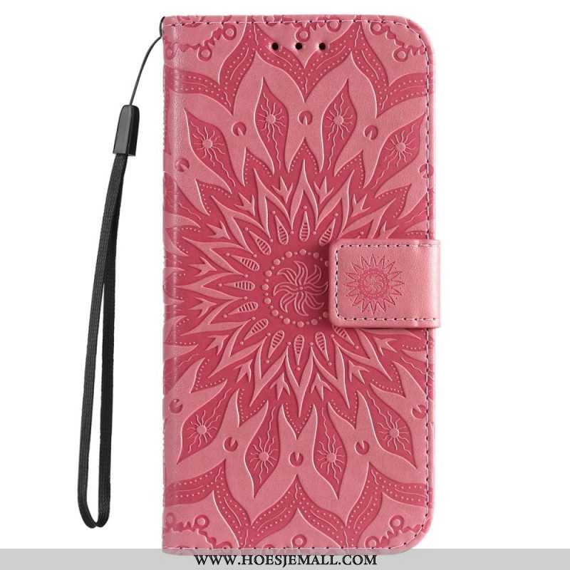 Folio-hoesje voor Samsung Galaxy S23 5G Mandala Zon Met Lanyard