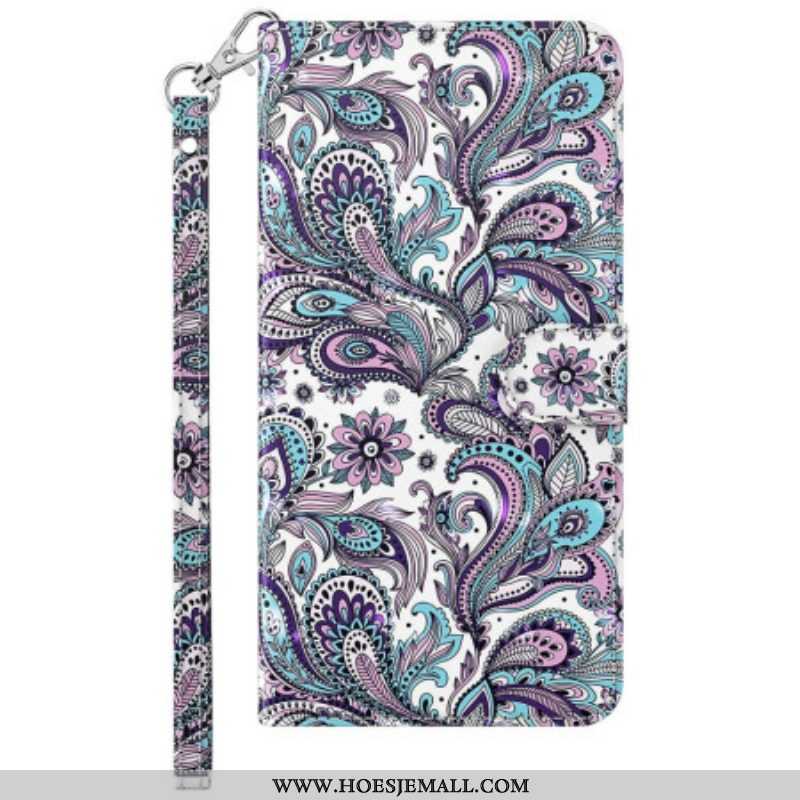 Leren Hoesje voor Samsung Galaxy S23 5G Met Ketting Paisley-patroon Met Bandjes