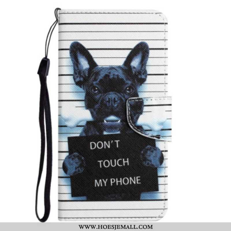 Folio-hoesje voor Samsung Galaxy S23 Plus 5G Met Ketting Hond Raakt Mijn Telefoon Niet Aan Met Lanya