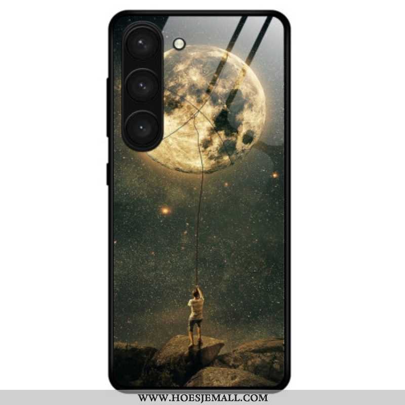 Hoesje voor Samsung Galaxy S23 Plus 5G Moon Man Gehard Glas